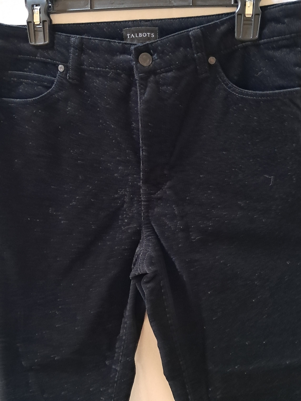 Talbots Womens Black Corduroy Straight Leg Pants Sz 8 Classic 5-Pocket Trousers